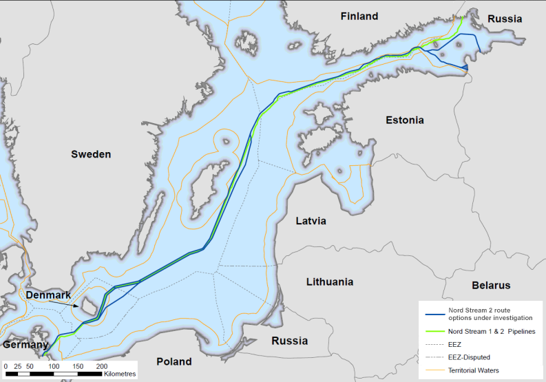Mögliche Routen für Nord Stream 2 (Quelle Nord stream 2)