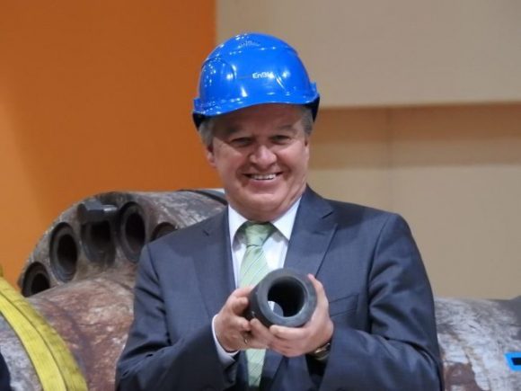 Rückbau: Minister Franz Untersteller MdL beim Rückbaustart im Kernkraftwerk Neckarwestheim am 10.04.2017